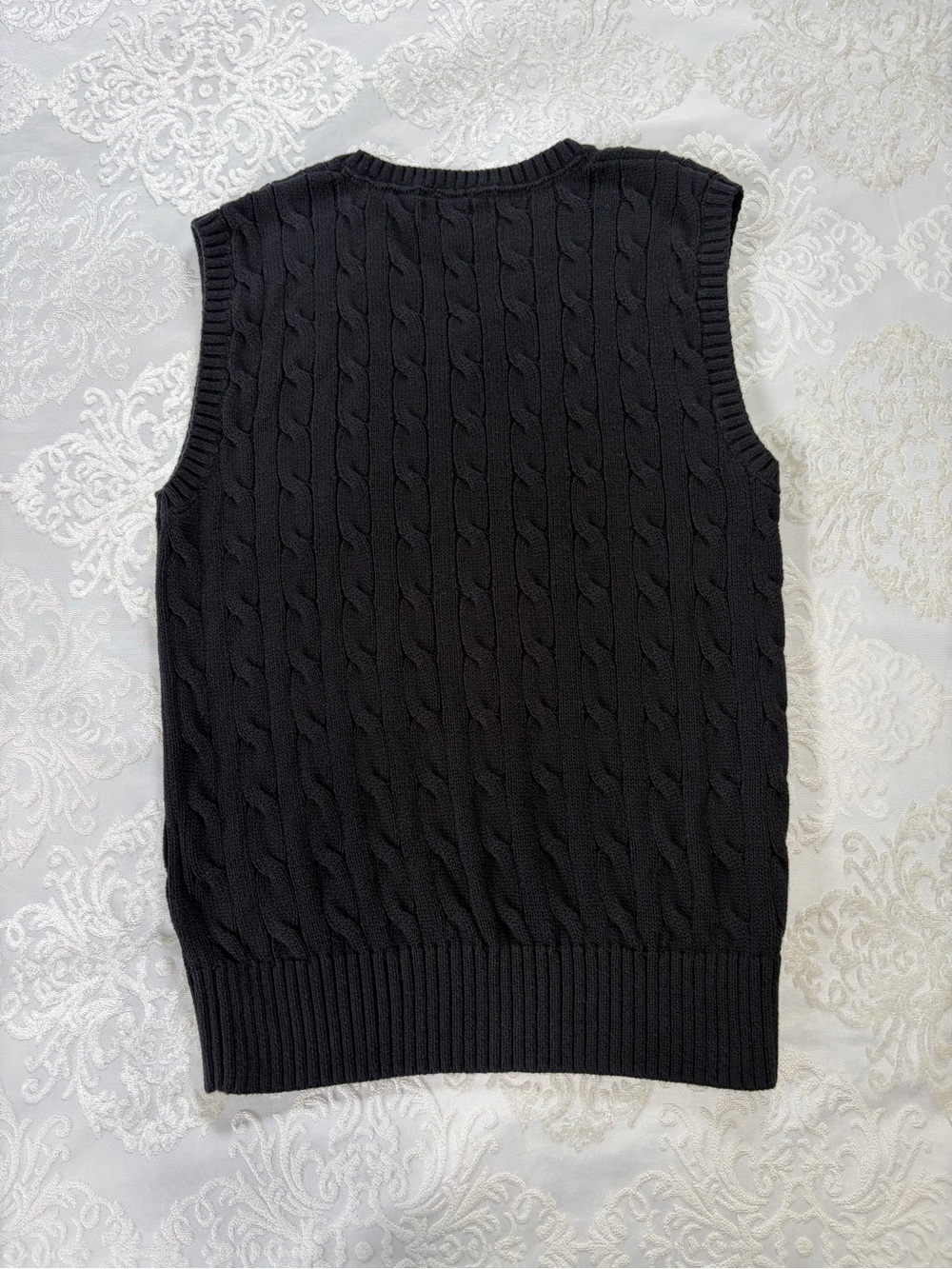 Polo Ralph Lauren Boys Cable Knit Sweater Vest Black With Red Pony Medium 10/12 - Picture 3 of 6